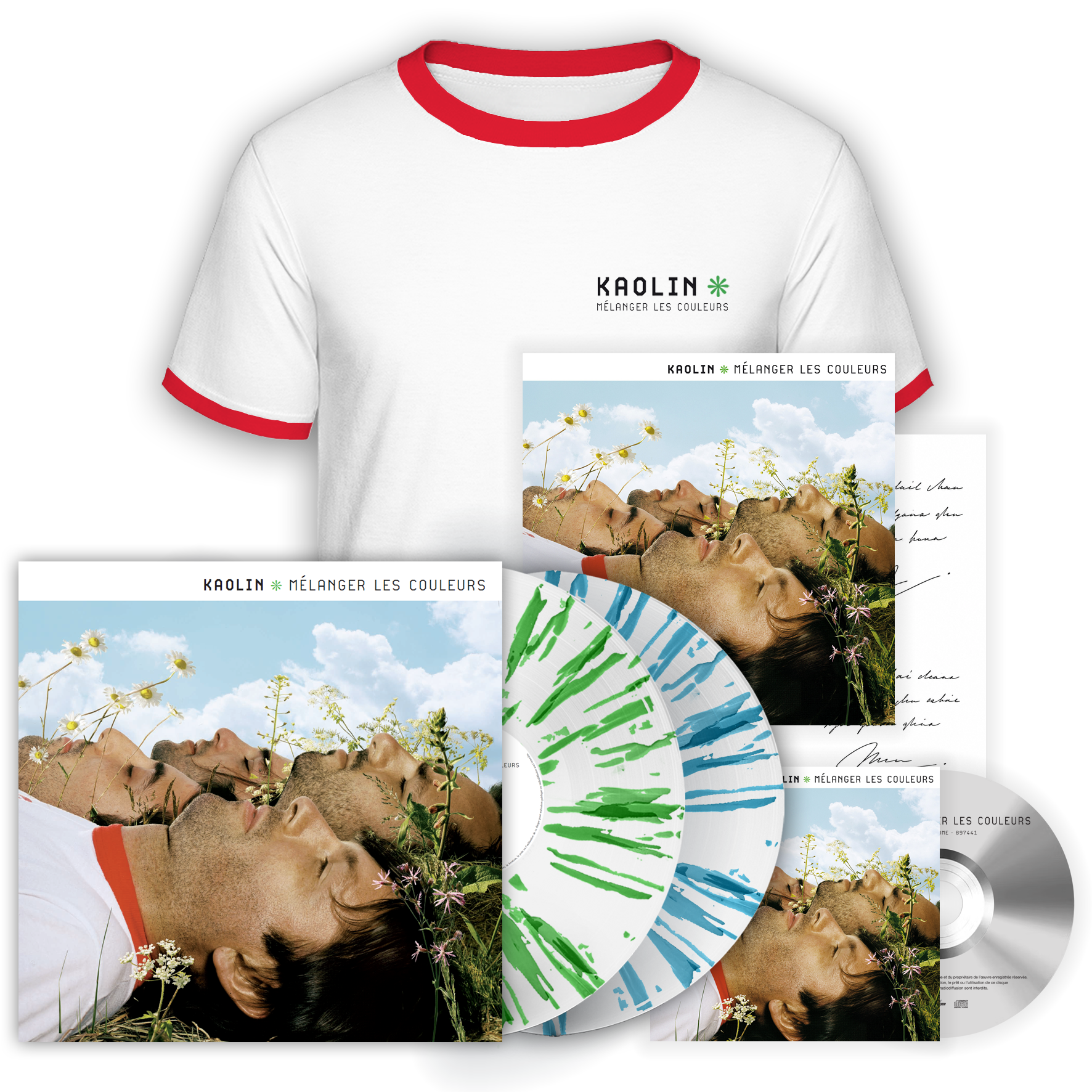 Mégapack “Mélanger les couleurs“ 2LP gatefold splatter numéroté + CD + T-shirt + Poster dédicacé